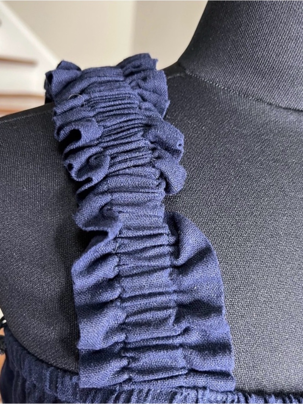 Nicole Miller Navy Linen-Blend Midi Button Back Belted Dress Small - Picture 5 of 9